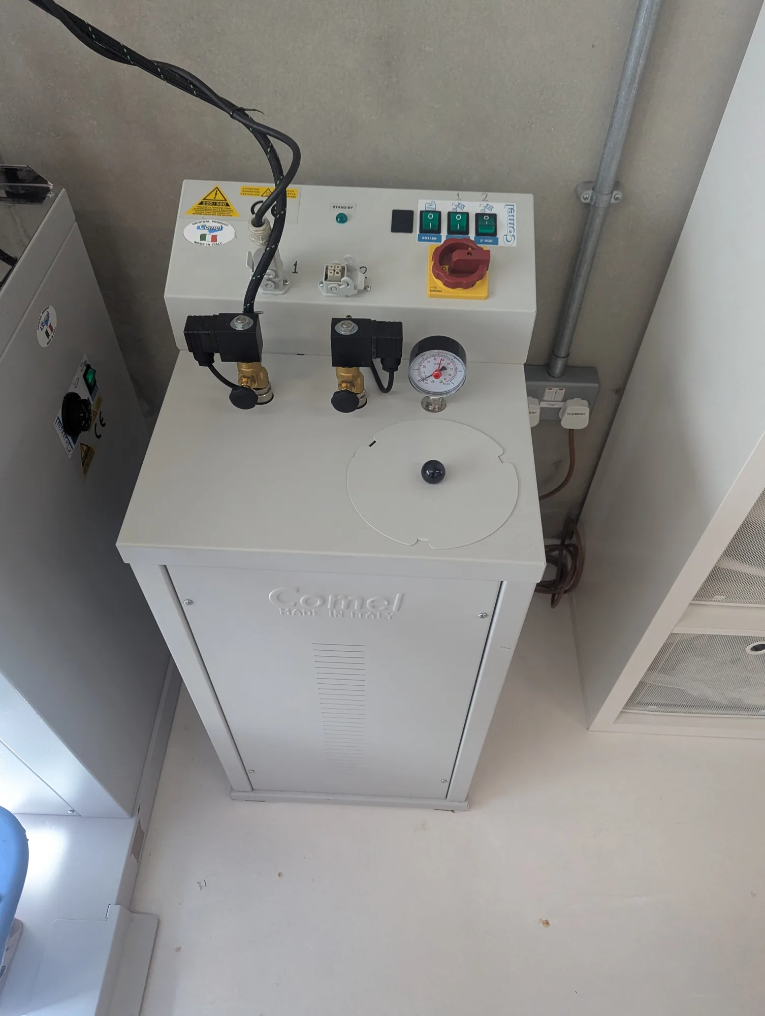 Commercial equipment cabinet wired and installed